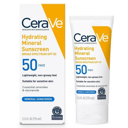 Cera Ve SPF 50 Hydrating Mineral Sunscreen for Face