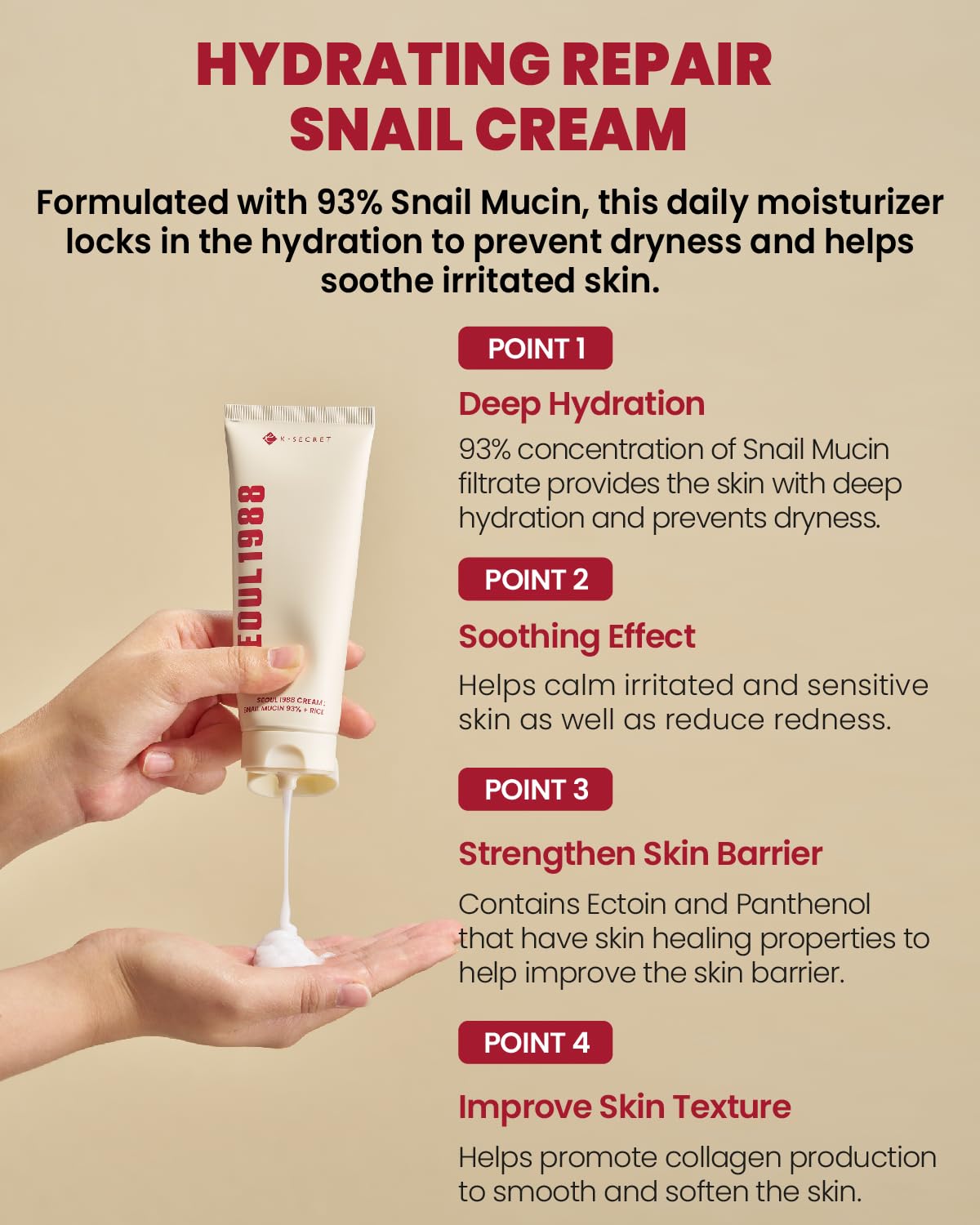K - SECRET SEOUL 1988 Cream Snail Mucin 93% + Rice