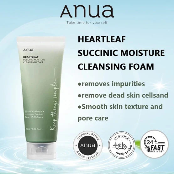 Anua Heartleaf Succinic Moisture Cleansing Foam